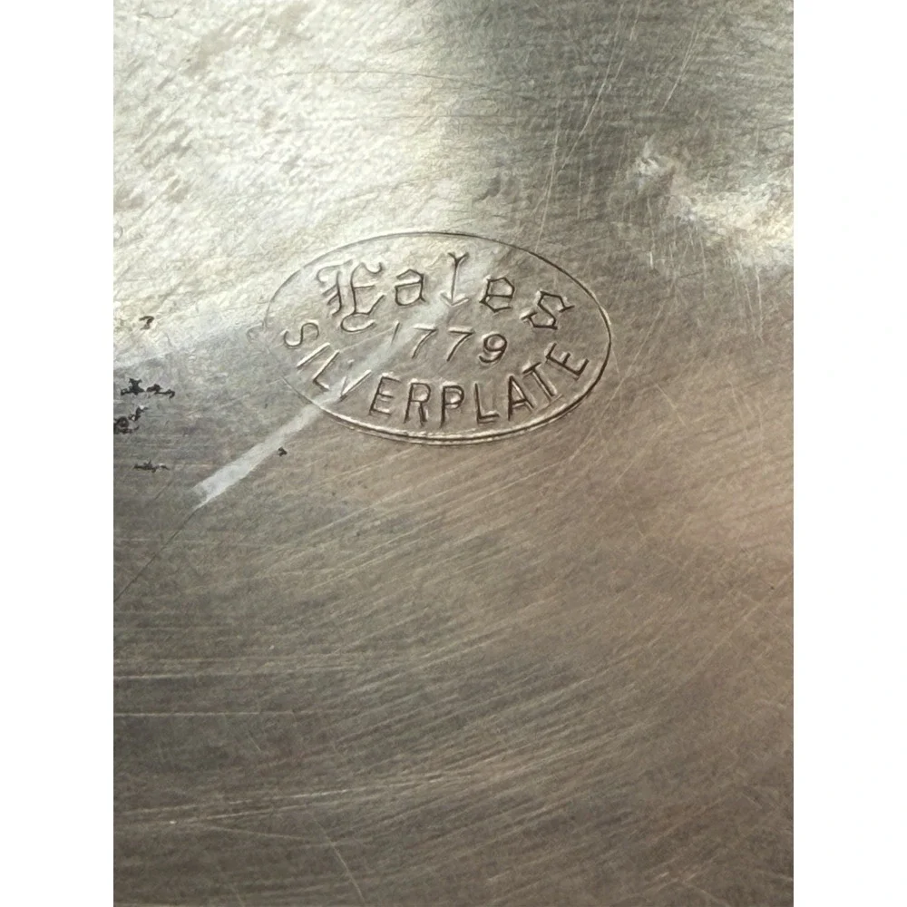 Silverplate Serving Tray Fales 1779‎ Round Shell Scroll Etched 12